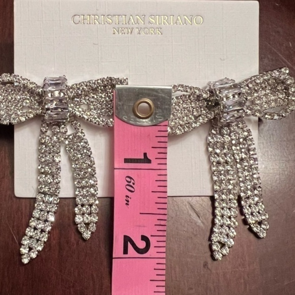 Christian Siriano statement bow crystal behr drop earrings NWT - Picture 7 of 8